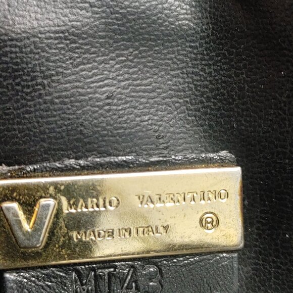 Mario Valentino Clutch Vintage Black Coated Leather Italy w/Hardware Convert - Picture 8 of 12